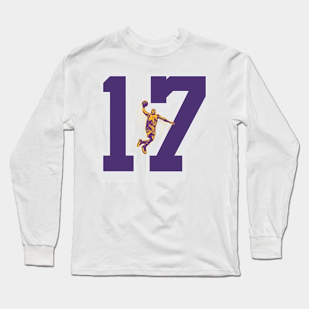 lakers number 17 Long Sleeve T-Shirt by Basketball-Number